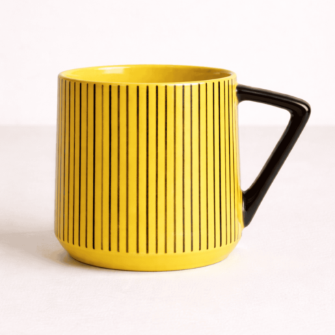 Coffee & Tea Mug Mockup Pair – Yellow Black & Cream Brown with Lining cover image.