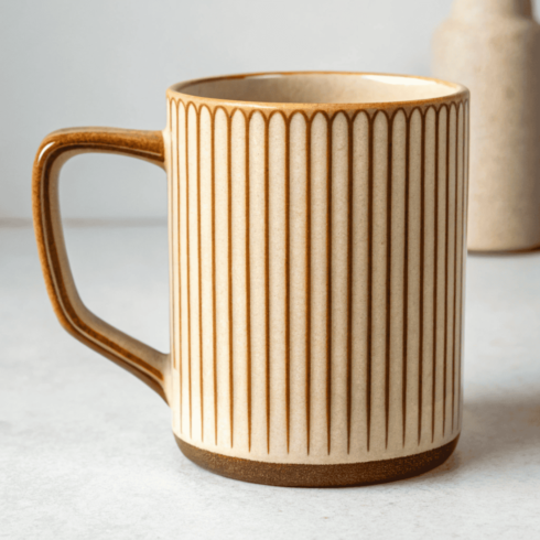 Minimal Coffee & Tea Mug Pair Mockup in Cream Brown cover image.