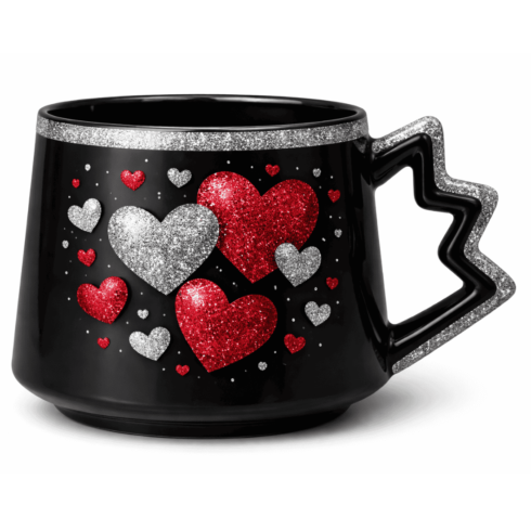 Black & Red Glitter Hearts Valentine Special Mug Mockup Duo cover image.