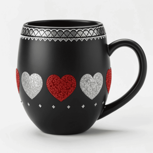 Black & Red Glitter Hearts Valentine Special Mug Mockup Duo cover image.