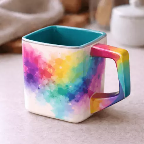 Vibrant Color Fusion Square Mug Pair cover image.