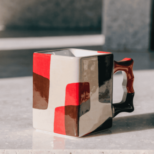 Square Espresso Duo – Cream, Chocolate brown & Fiery Red Mockup Pair cover image.