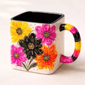 Sparkling Petal Symphony – Modern Square Mug Mockups Duo cover image.