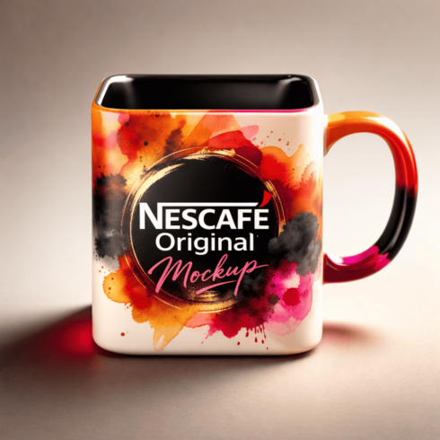 Watercolor Essence – Nescafe Original Designer Mug Mockup Pair cover image.