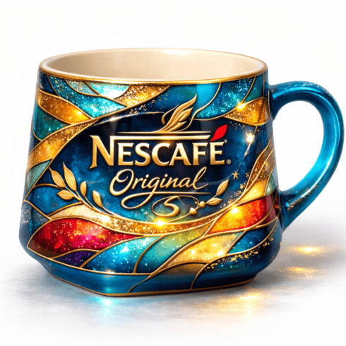 Modern Blue Glitter Mug Mockup Duo – Nescafe Original Typography cover image.