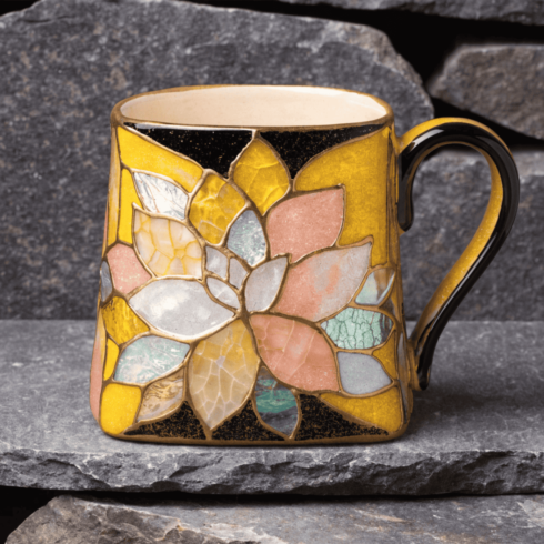 Elegant Square Coffee Mug Mockup Duo – Multicolor Artistic Floral Glitter cover image.