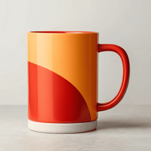 Bold Aroma Fusion – Cream, Orange & Red Coffee Mug Duo cover image.