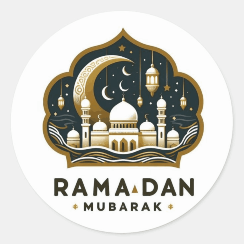 Ramadan Mubarak Elegant Mosque Illustration – Islamic Holiday Vector Badge cover image.