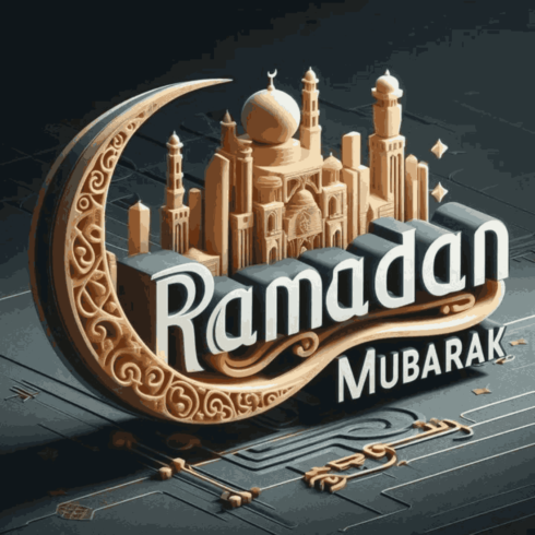 3D Ramadan Mubarak Islamic Mosque Illustration – Premium Gold & Teal Holiday Graphic cover image.