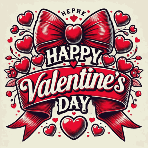 Happy Valentine’s Day Retro Ribbon Illustration – Romantic Heart Vector Graphic cover image.