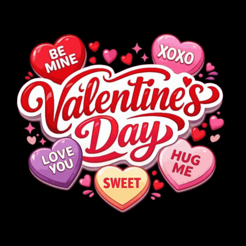 Valentine’s Day Conversation Hearts Typography – Sweet Romantic Quote Graphic cover image.