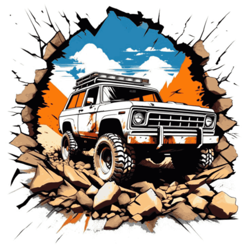 Rugged 4x4 Mountain Explorer – Cracked Wall Off-Road Vector Illustration cover image.
