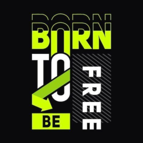Born To Be Free – Modern Neon Typographic Vector Graphic cover image.