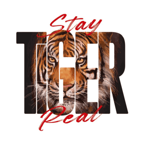 Stay Real Tiger – Urban Wildlife Double Exposure Vector Graphic cover image.