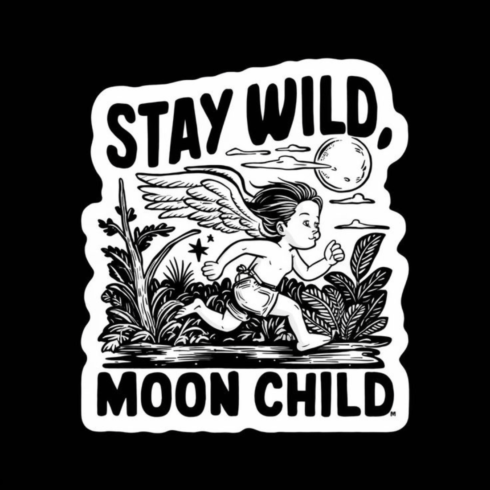 Stay Wild Moon Child – Vintage Indie Mascot Vector Illustration cover image.
