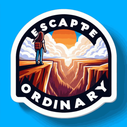 Escape Ordinary – Retro Mountain Adventure & Wanderlust Sticker cover image.