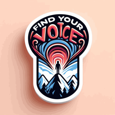 Find Your Voice – Retro Psychedelic Mountain Sticker Vector cover image.