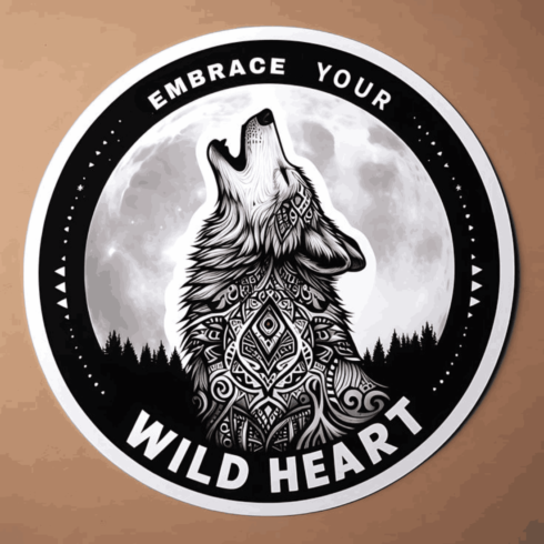 Embrace Your Wild Heart – Tribal Wolf Moon Badge Vector cover image.