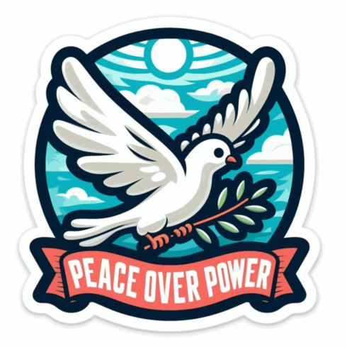 Peace Over Power - Dove with Olive Branch Vector Sticker Design cover image.