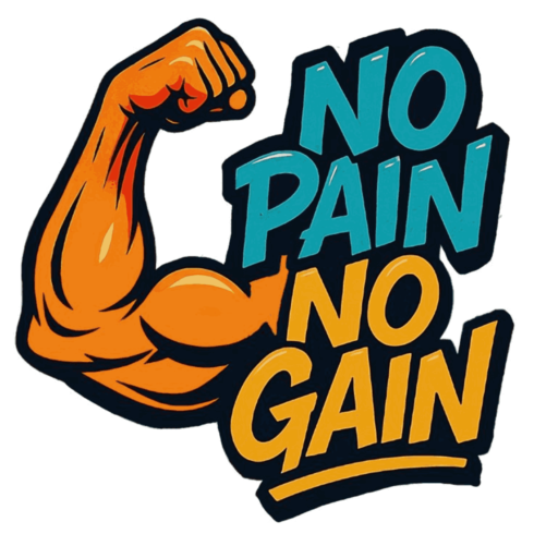 No Pain No Gain Gym Typography & Fitness Illustration Bundle cover image.