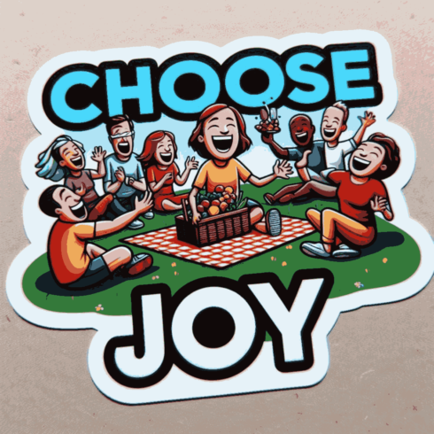 Choose Joy Picnic Illustration – Vibrant Community & Happiness Vector Sticker cover image.