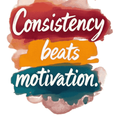 Consistency Beats Motivation – Watercolor Typography Quote Illustration cover image.