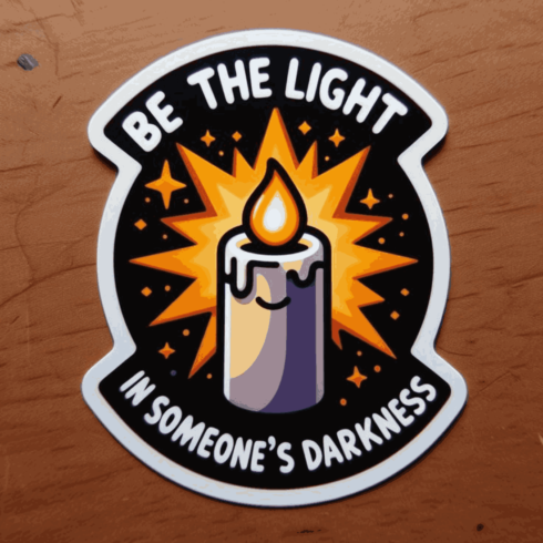 Be The Light Inspirational Candle Sticker – Motivational Vector Illustration cover image.