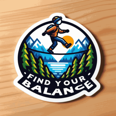 Find Your Balance" Adventure Badge – Motivational Outdoor Vector Logo cover image.