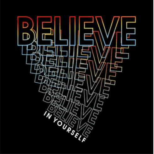 "Believe In Yourself" Modern Typography – Geometric Gradient Streetwear Graphic cover image.