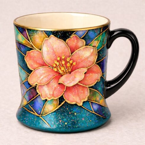 Golden Bloom – Multicolour Floral Mug Mockup Duo cover image.