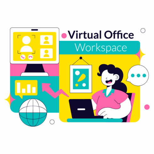 10 Virtual Office Workspace Illustration cover image.