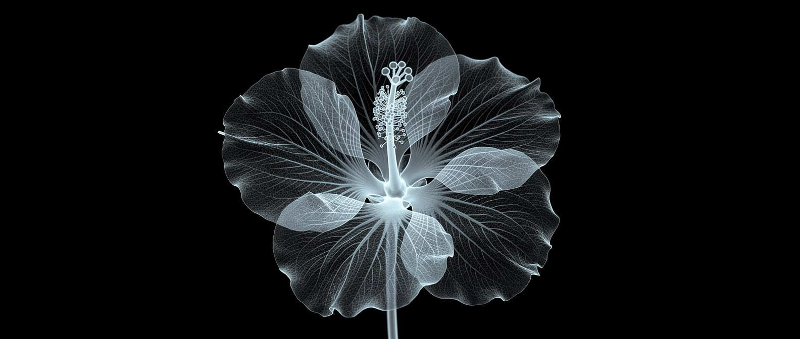 Hibiscus Flower X-Ray – Elegant Botanical Transparency Art