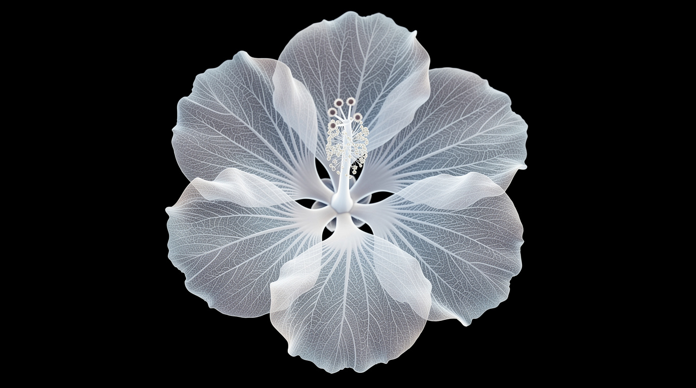 Hibiscus Flower X-Ray – Elegant Botanical Transparency Art