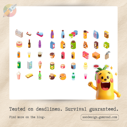 40+ Food, Drinks & Grocery Isometric Icon Mega Bundle cover image.