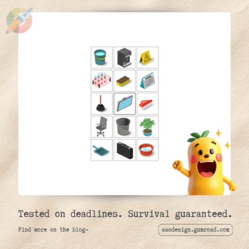 Isometric Office Equipment & Maintenance Icon Bundle cover image.