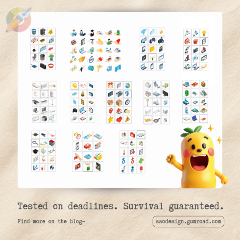 180+ Isometric 3D Icon Mega-Pack (12 Themes in 1, AI + PNG) cover image.
