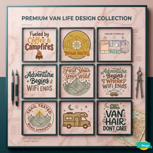 Van Life Adventure T-Shirt Bundle – 10 Camper Van & Outdoor SVG Designs, Minimalist Vector Pack cover image.