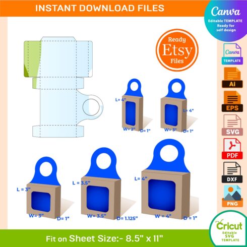 5 different sizes Bottol win Box Template cover image.