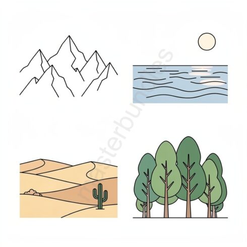 30+ Diverse Landscapes & Natural Wonders Vector Illustrations – Scenic Nature Collection for Design, Posters & Creative Projects cover image.
