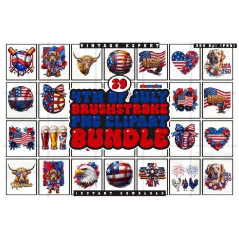 4th Of July Brushstroke PNG Bundle cover image.
