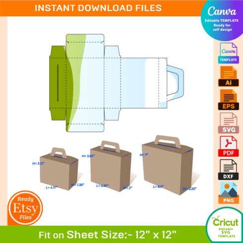 Bundle Of 3 Size Briefcase Box Bundle Template cover image.