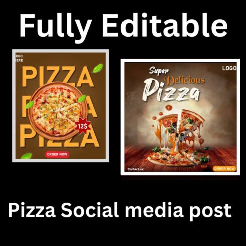 Pizza Social Media Post Editable cover image.