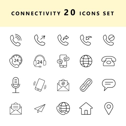 Connectivity Line Icons Set – 20 Communication Symbols (EPS) cover image.