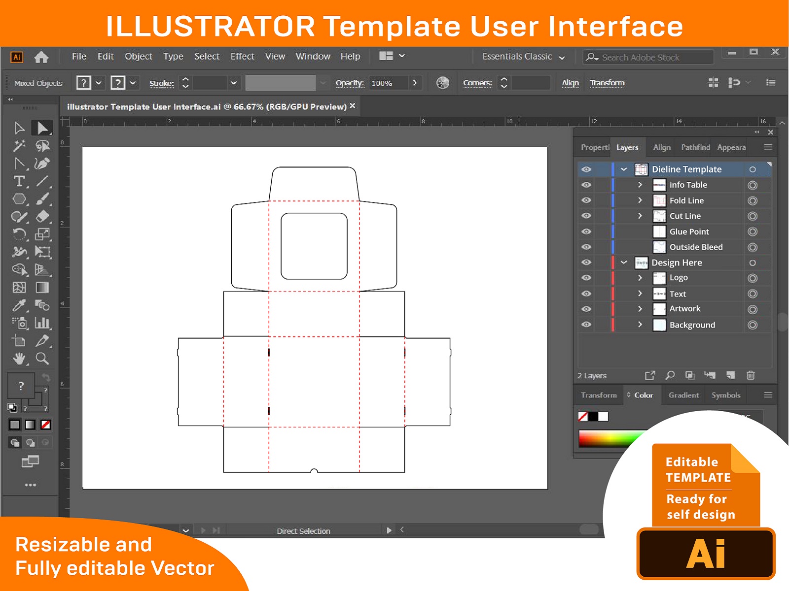 5 different sizes Display Box Template with window design - MasterBundles