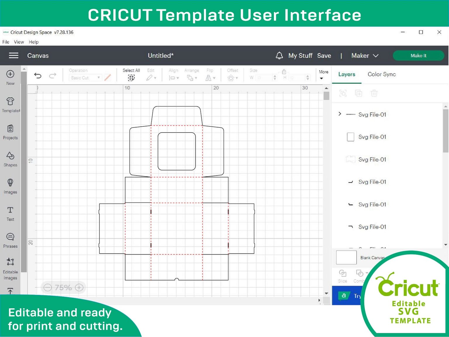 5 different sizes Display Box Template with window design - MasterBundles