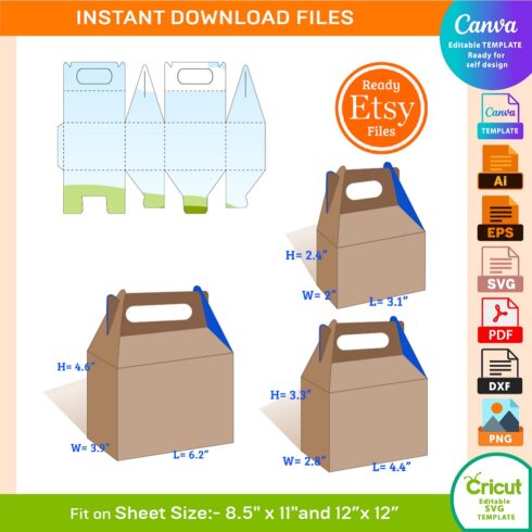 3 different sizes Bundle of Favor Box Dieline Template cover image.