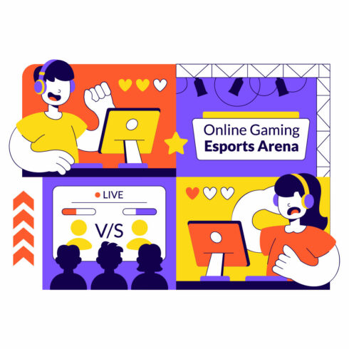 10 Online Gaming Esports Arena Illustration cover image.