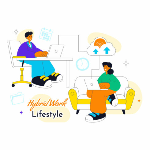 10 Hybrid Work Lifestyle Illustration cover image.