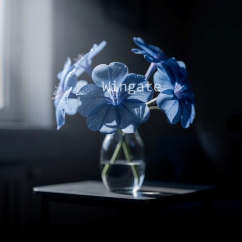 Shiny Blue Flowers in a Dark Room – Elegant Floral Light Contrast cover image.