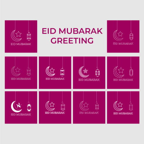 Eid Mubarak Greeting Card and social media elements cover image.